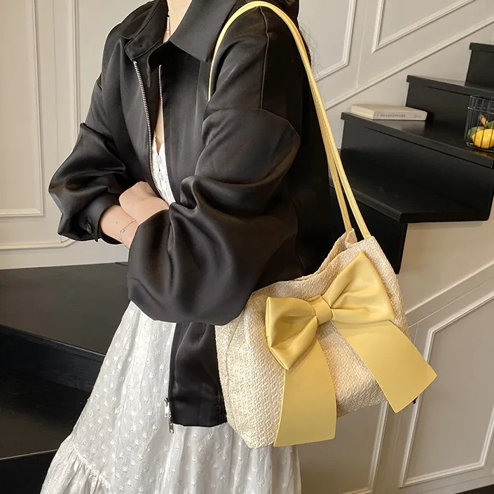 Summer Little Fresh Seaside Beach Bag For Women, Straw Woven Shoulder Bag