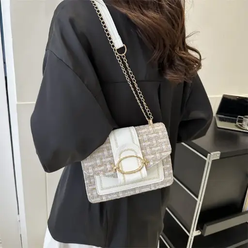 Women's Medium All Seasons Pu Leather Canvas Streetwear Shoulder Bag