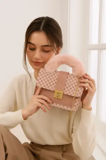 Women's Small Pu Leather Printing Cute Square Lock Clasp Crossbody Bag