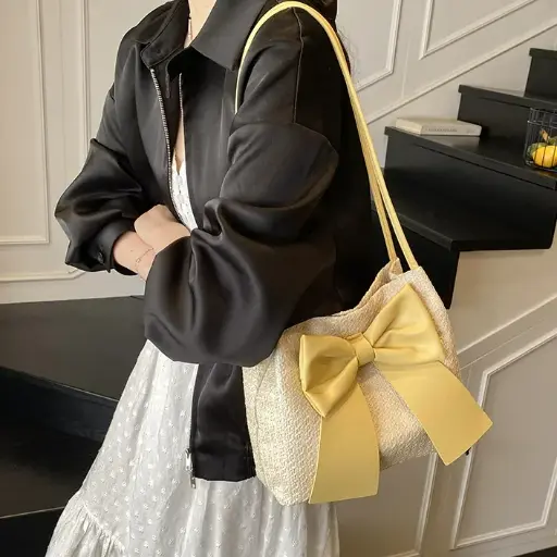 Summer Little Fresh Seaside Beach Bag For Women, Straw Woven Shoulder Bag